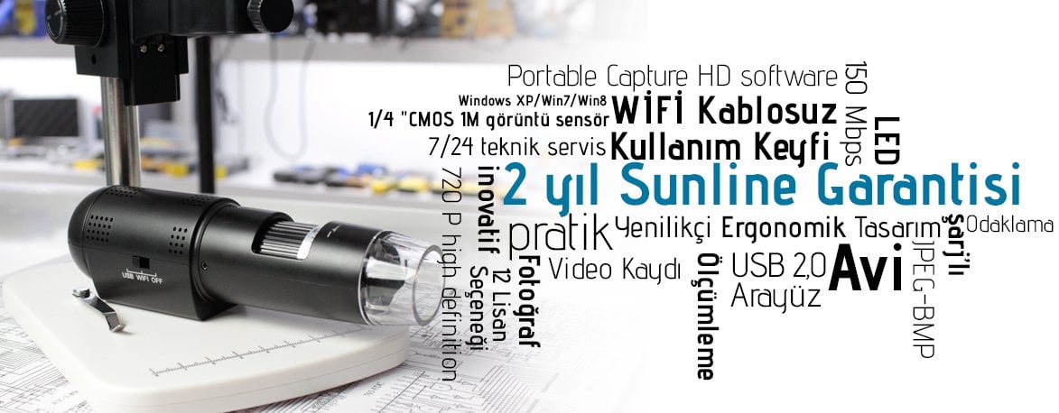  Sunline SL18–200X Dijital Mikroskop USB WIFI Banner